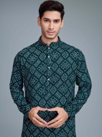 Teal Green Rayon Readymade Kurta